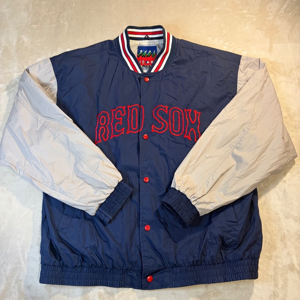 Vintage Boston Red Sox Fans Gear Varsity Jacket Navy Blue Gray Mens XXL MLB